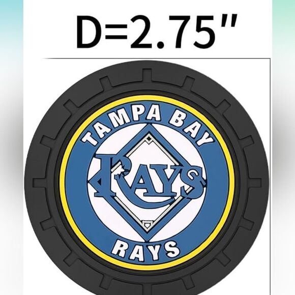 MLB Tampa Bay Rays car cup Coasters in black with logo Set of 2 NWT - Picture 3 of 7